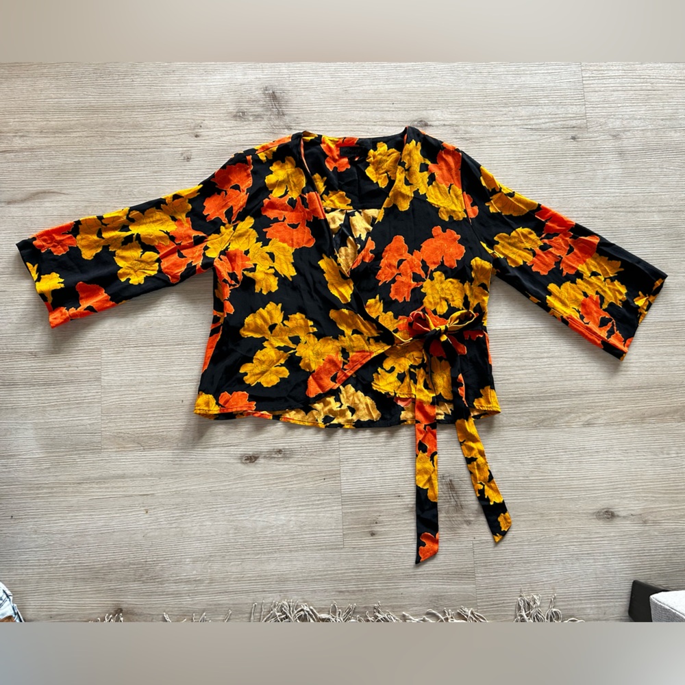 Topshop Floral Wrap Top